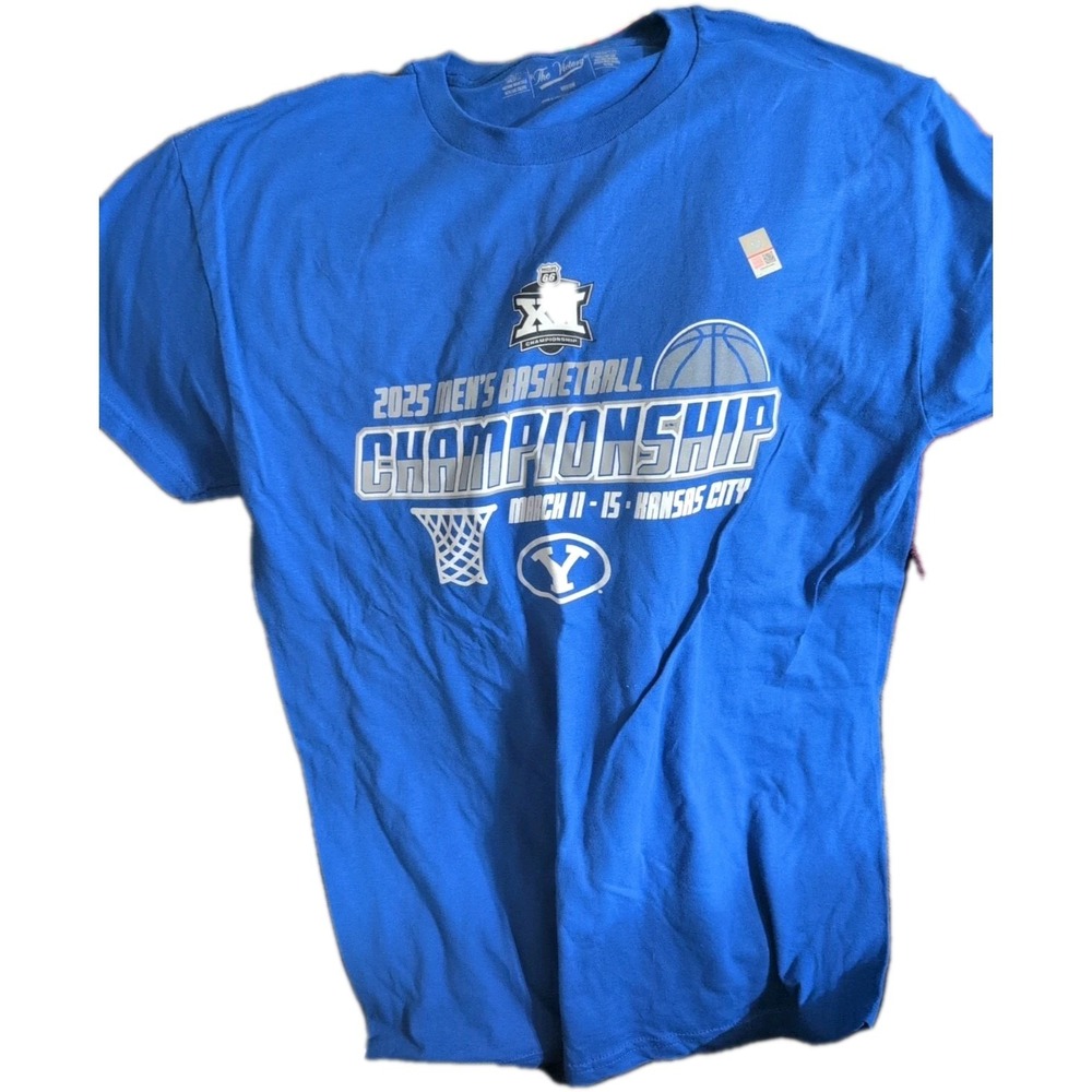2025 Big 12 Mens Basketball Championship Shirt‎  Med  Blue Short Sleeve